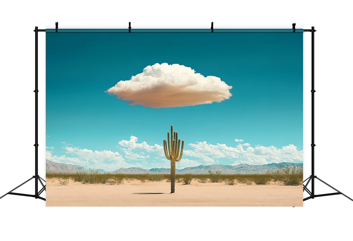 Blauer Himmel Fotohintergrund Wüste Kaktus Puffy Cloud Hintergrund CSH4-241