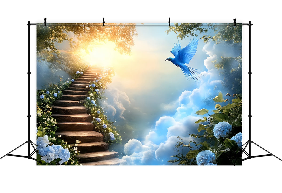 Himmel Backdrop Fotoshooting Blühender Pfad Auffliegender Vogel Backdrop CSH4-248