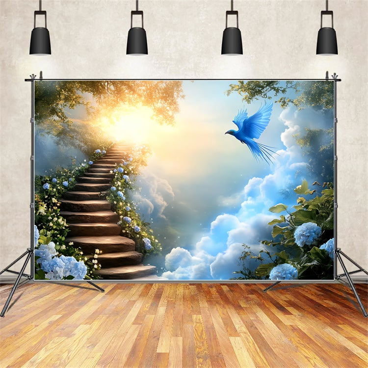 Himmel Backdrop Fotoshooting Blühender Pfad Auffliegender Vogel Backdrop CSH4-248