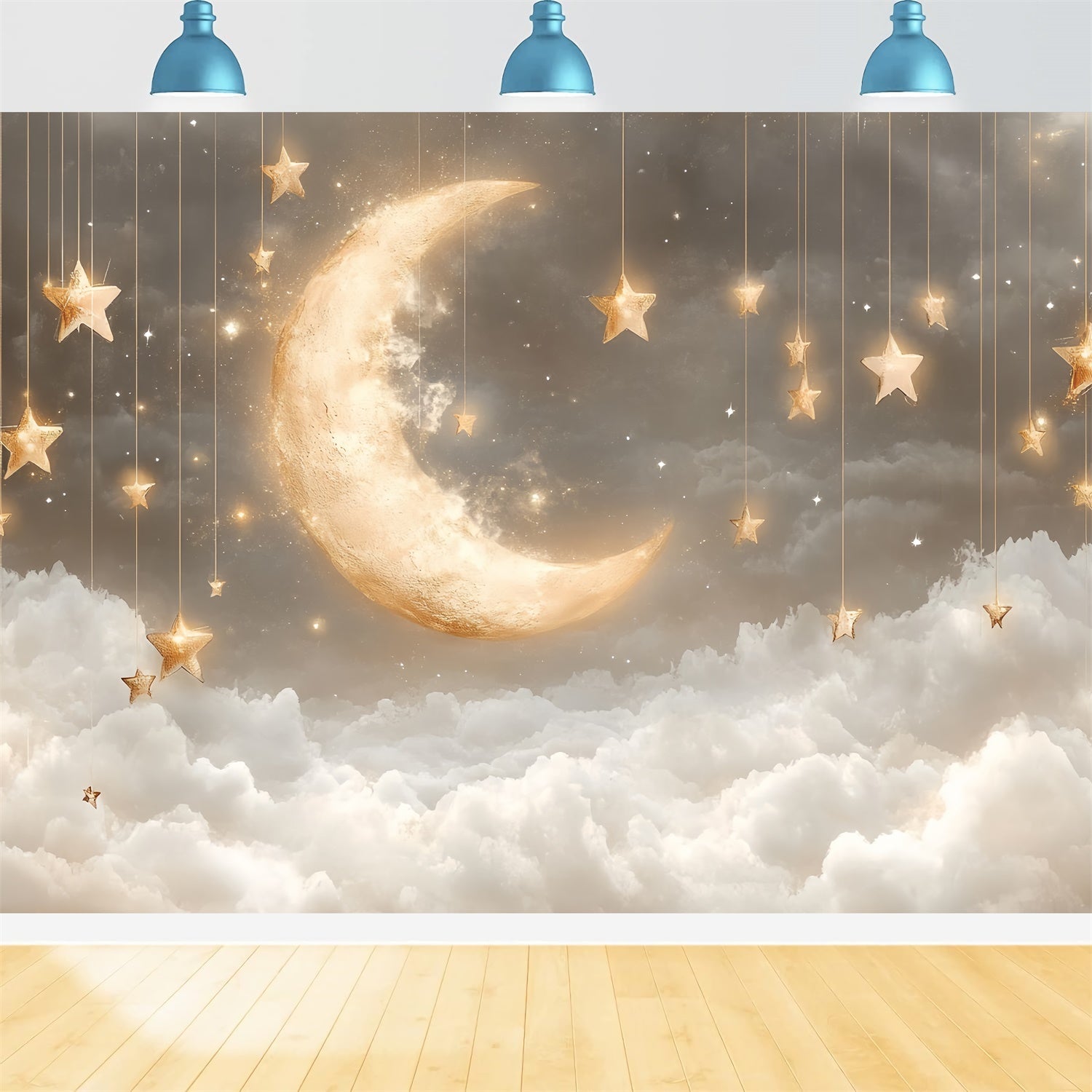 Cloud Backdrop Fotoshooting Mondlicht Hanging Stars Backdrop CSH4-251