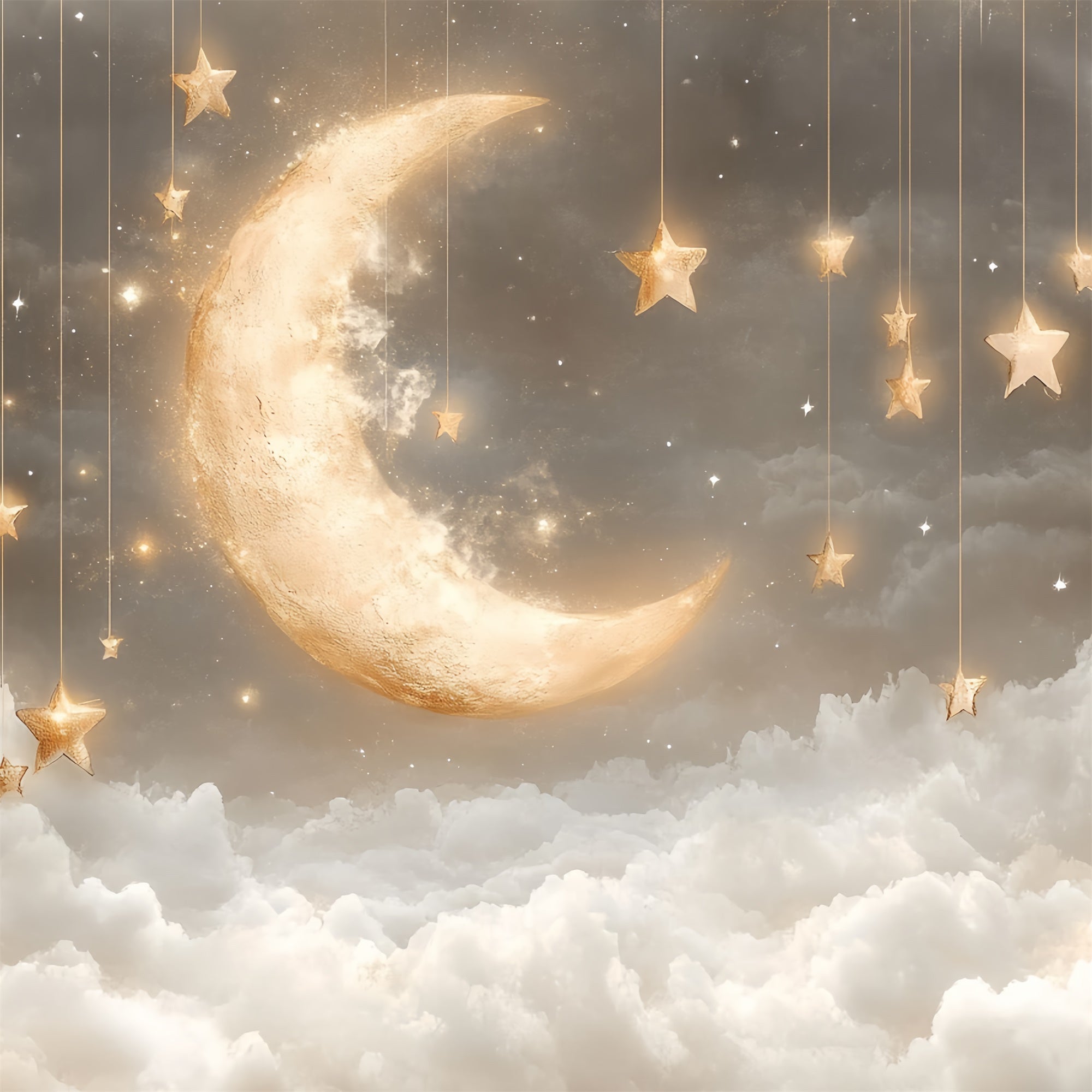 Cloud Backdrop Fotoshooting Mondlicht Hanging Stars Backdrop CSH4-251