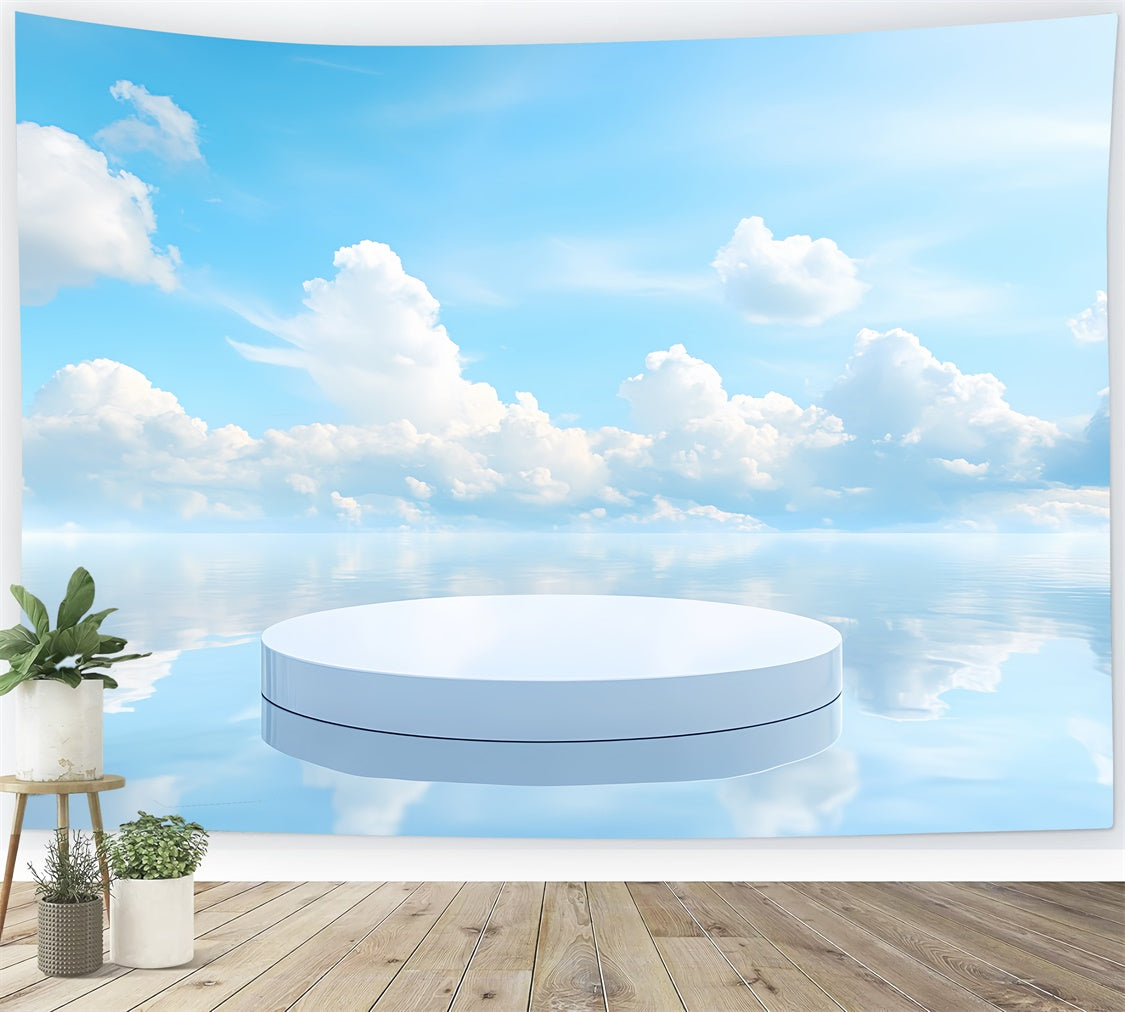 Ozean und Himmel Hintergrundkulisse Ruhiger Ozean Weißer Plattformhintergrund CSH4-254