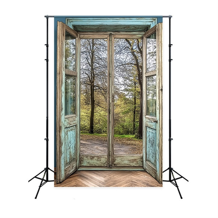 Vintage-Fotohintergrund Distressed Holztür Waldhintergrund CSH4-268