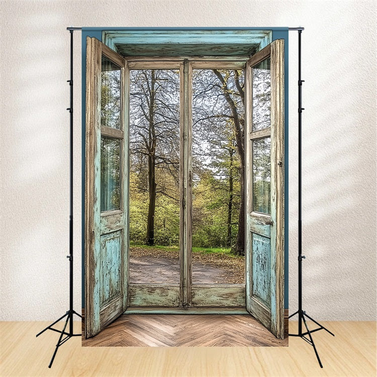Vintage-Fotohintergrund Distressed Holztür Waldhintergrund CSH4-268