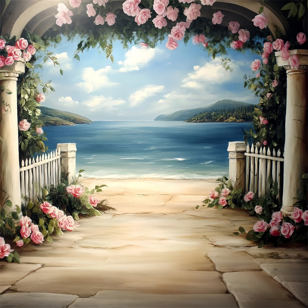 Vintage Backdrops für Fotografie Seaside Garten Säulen Hintergrund CSH4-271