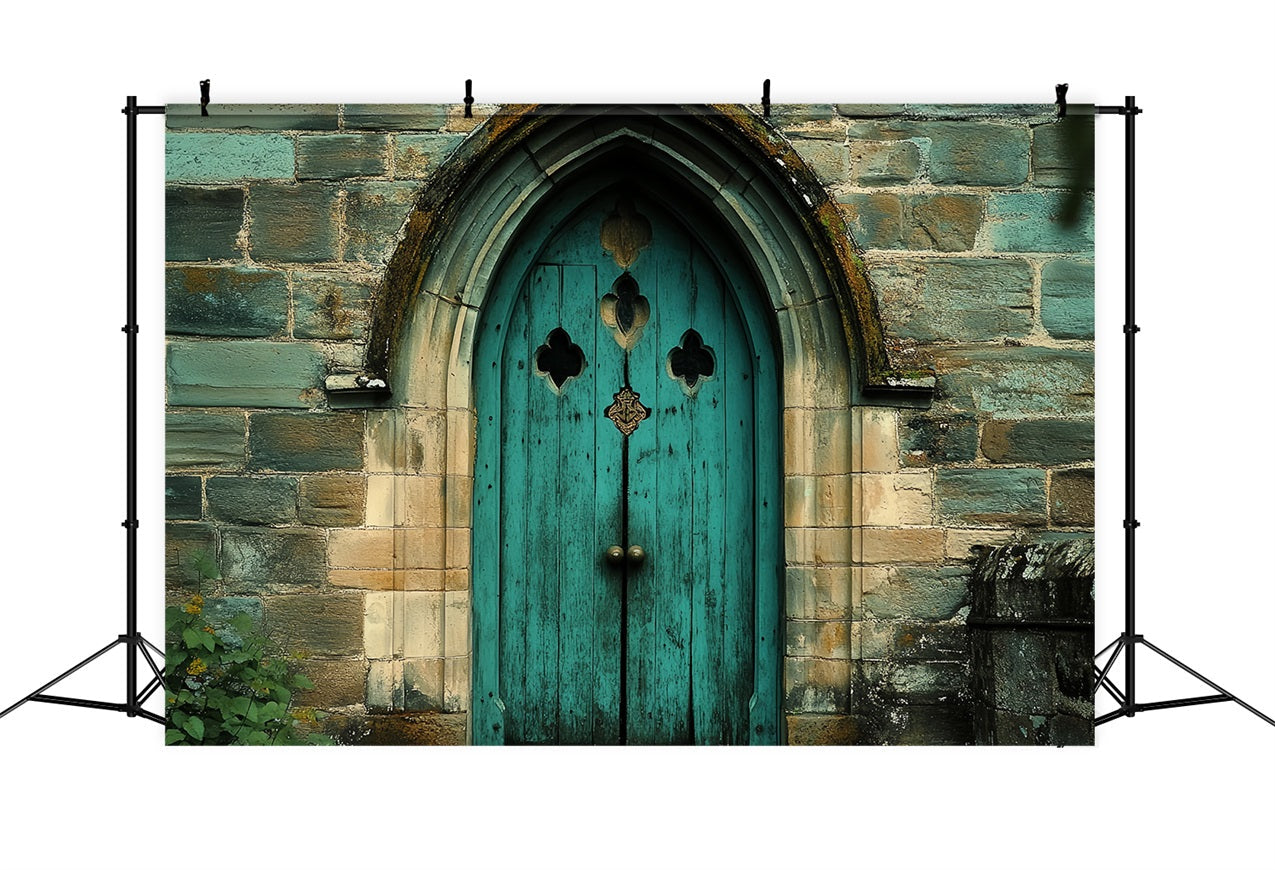 Victorian Backdrop Teal Holztür Vintage Backdrop CSH4-275