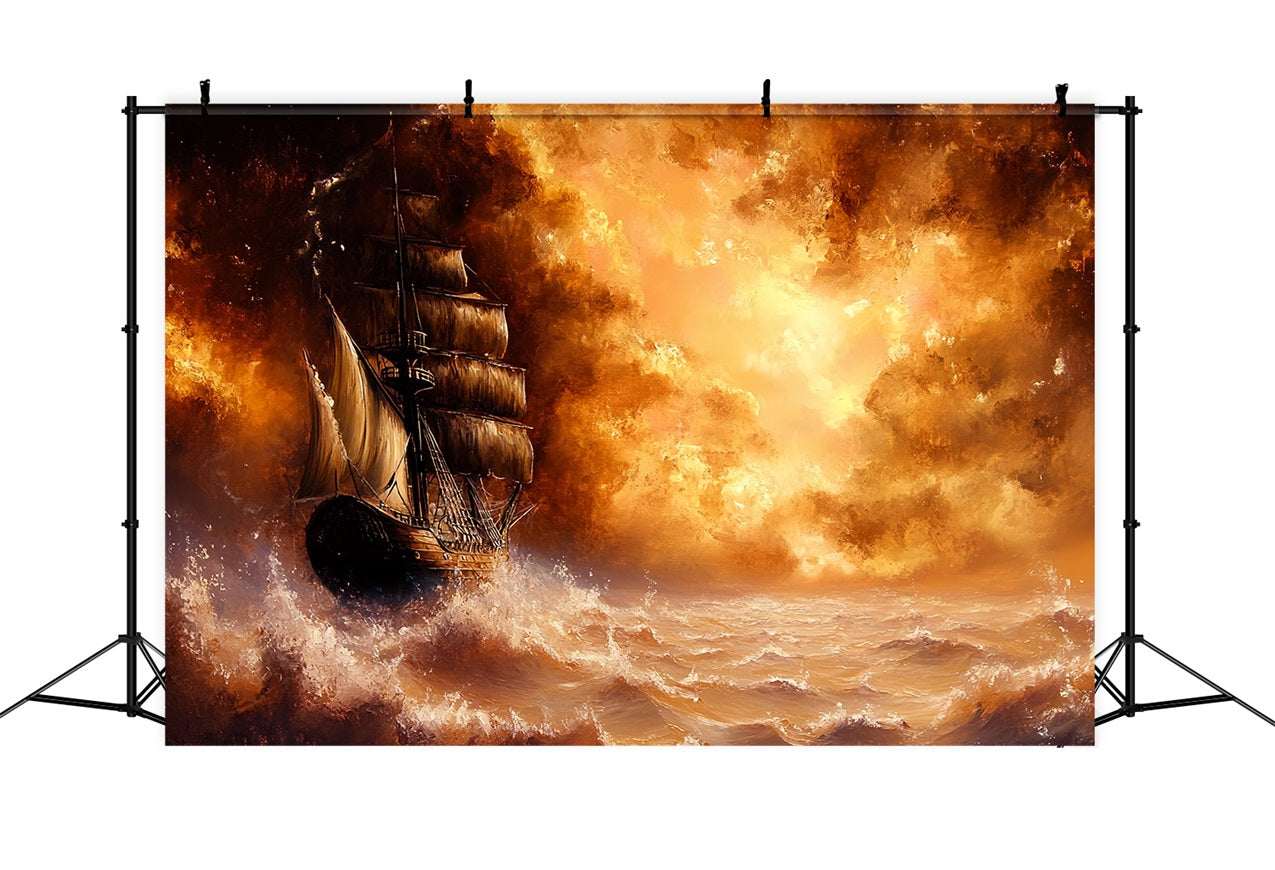 Vintage Backdrop Fotografie Stürmische See Segelschiff Hintergrund CSH4-291