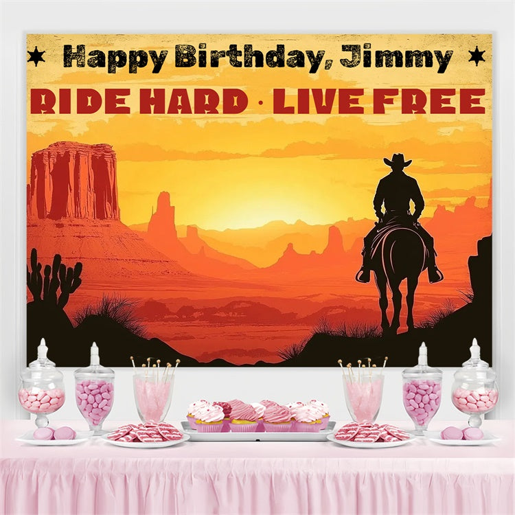 Benutzerdefinierte Geburtstag Backdrops City Silhouette Western Cowboy Backdrop CSH4-31