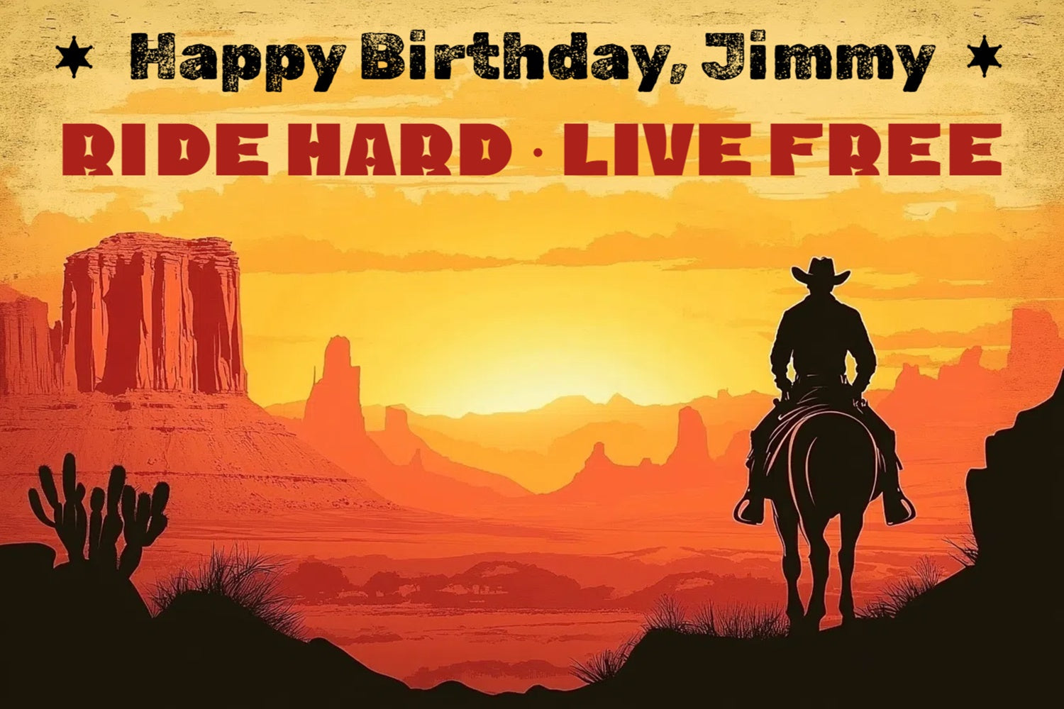 Benutzerdefinierte Geburtstag Backdrops City Silhouette Western Cowboy Backdrop CSH4-31