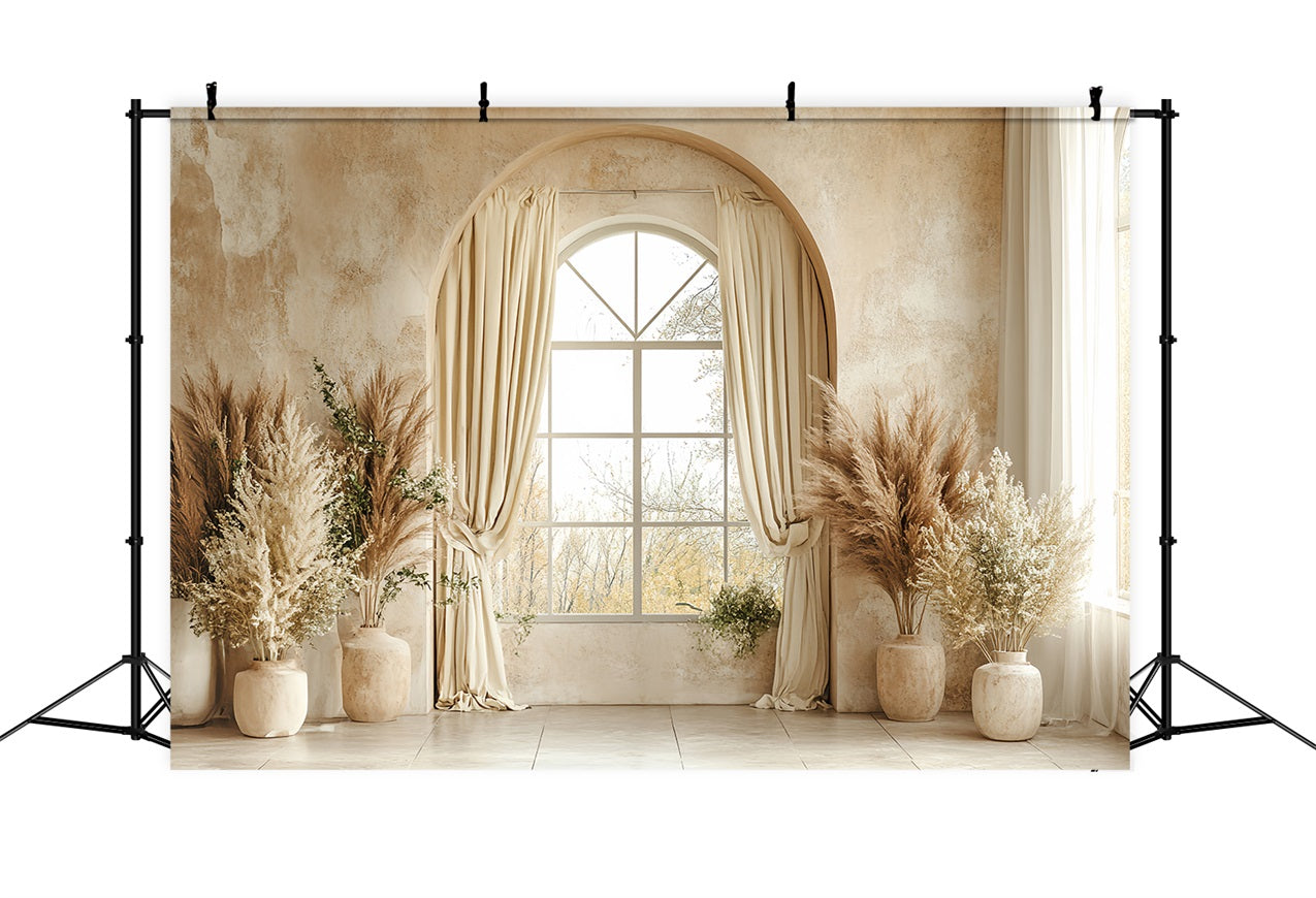 Vintage Backdrop Bohemian Pampas Beige Fenster Backdrop CSH4-315