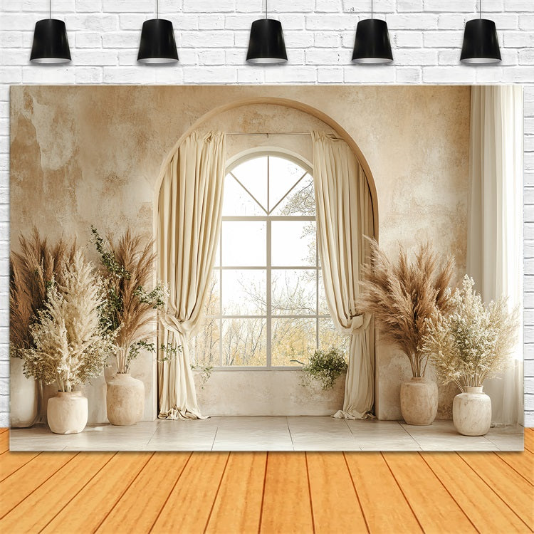 Vintage Backdrop Bohemian Pampas Beige Fenster Backdrop CSH4-315