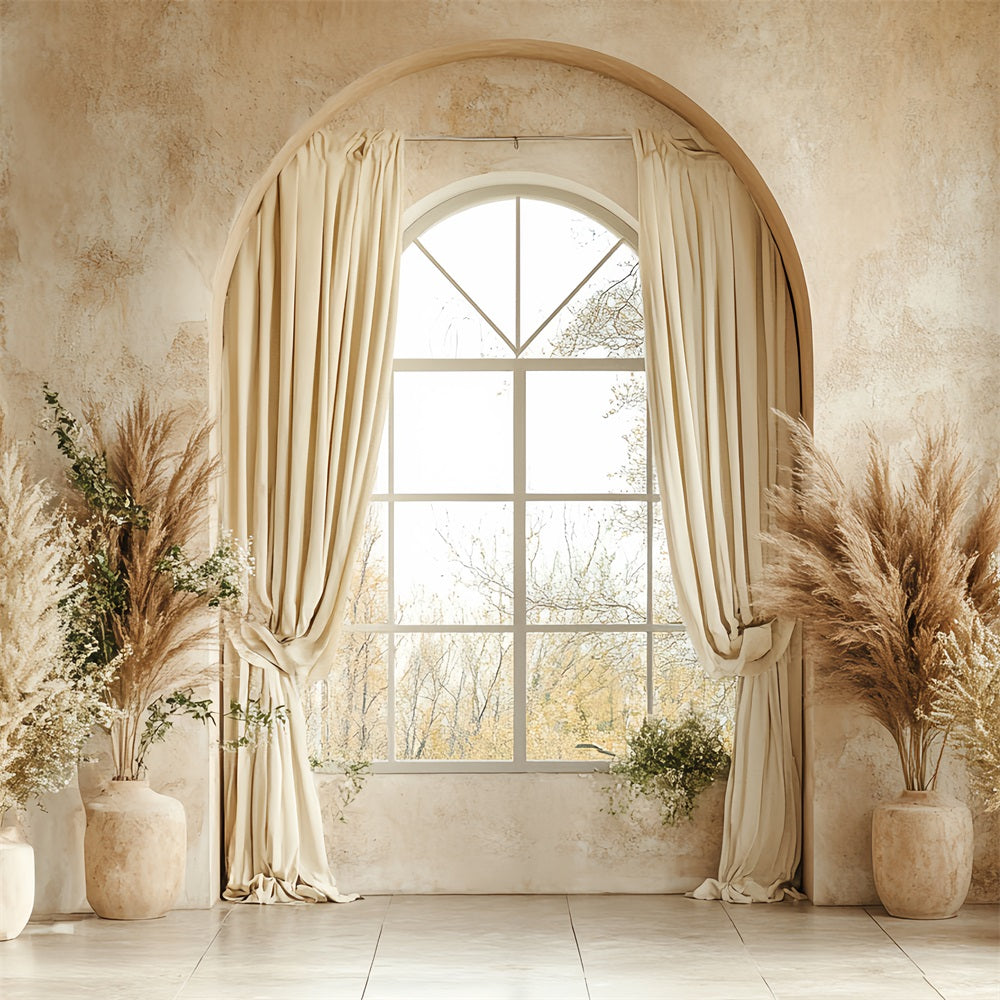 Vintage Backdrop Bohemian Pampas Beige Fenster Backdrop CSH4-315