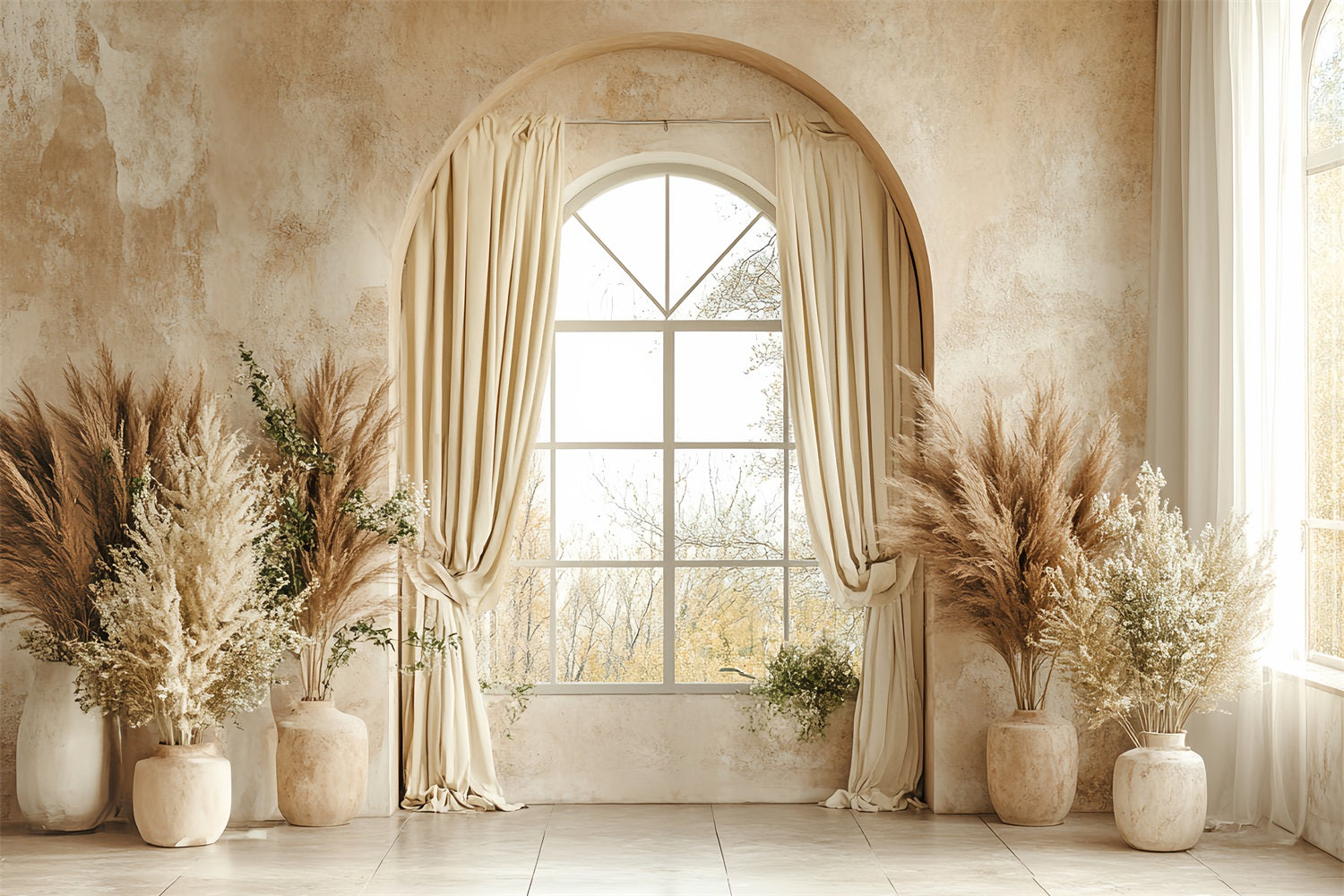 Vintage Backdrop Bohemian Pampas Beige Fenster Backdrop CSH4-315