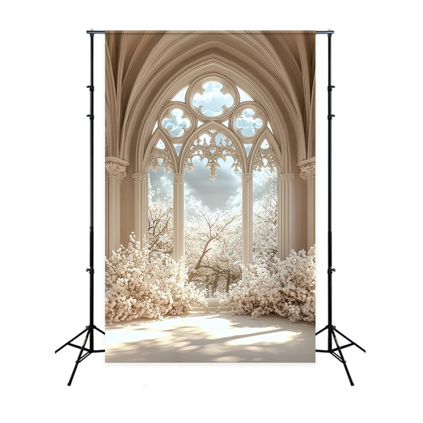 Schloss Interieur Backdrop Gothic Fenster Floral Backdrop CSH4-353