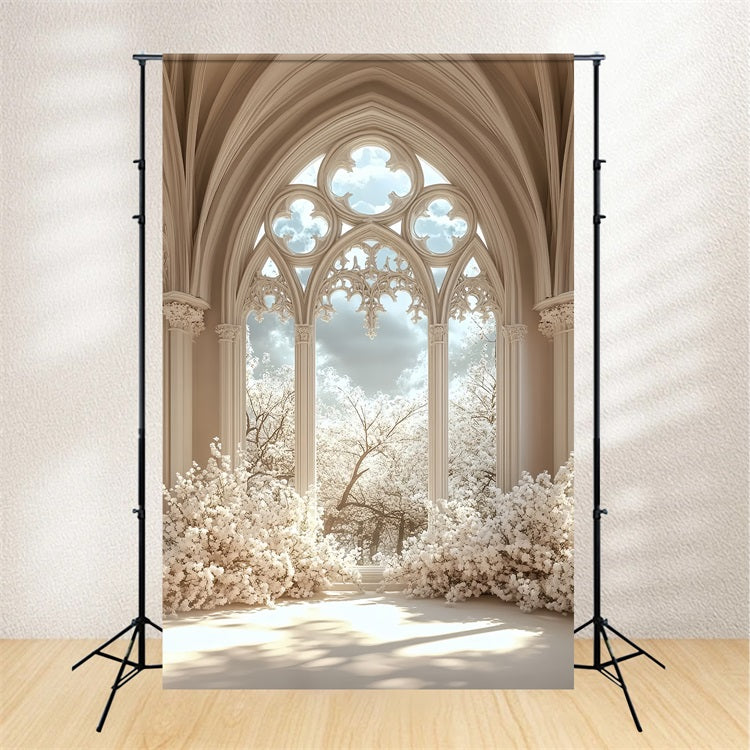 Schloss Interieur Backdrop Gothic Fenster Floral Backdrop CSH4-353
