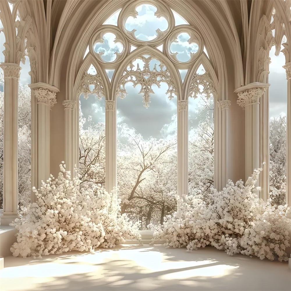 Schloss Interieur Backdrop Gothic Fenster Floral Backdrop CSH4-353