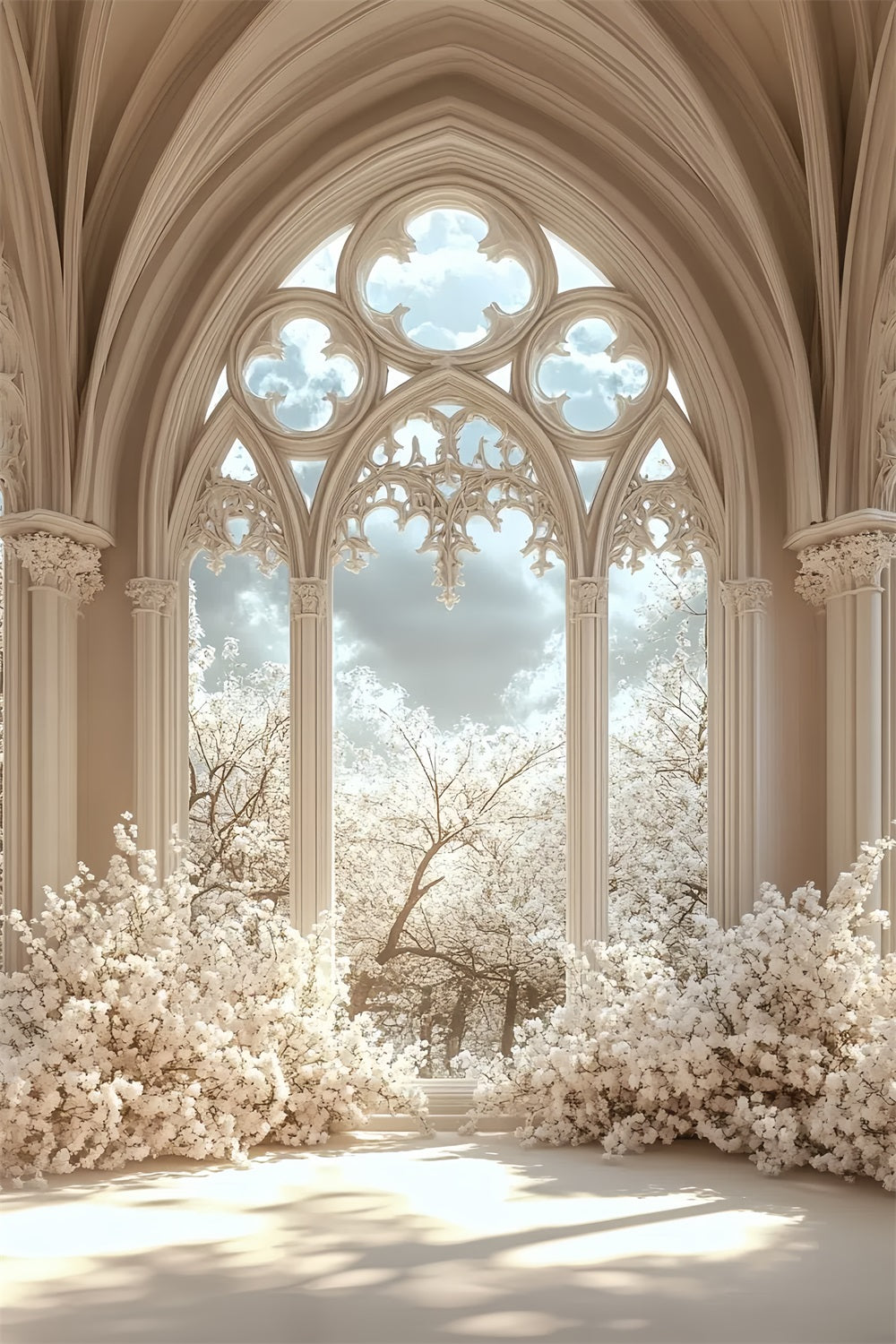 Schloss Interieur Backdrop Gothic Fenster Floral Backdrop CSH4-353
