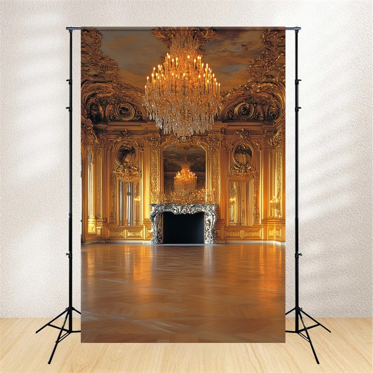 Vintage-Fotohintergrund Goldener Palast Kronleuchter Hintergrund CSH4-394