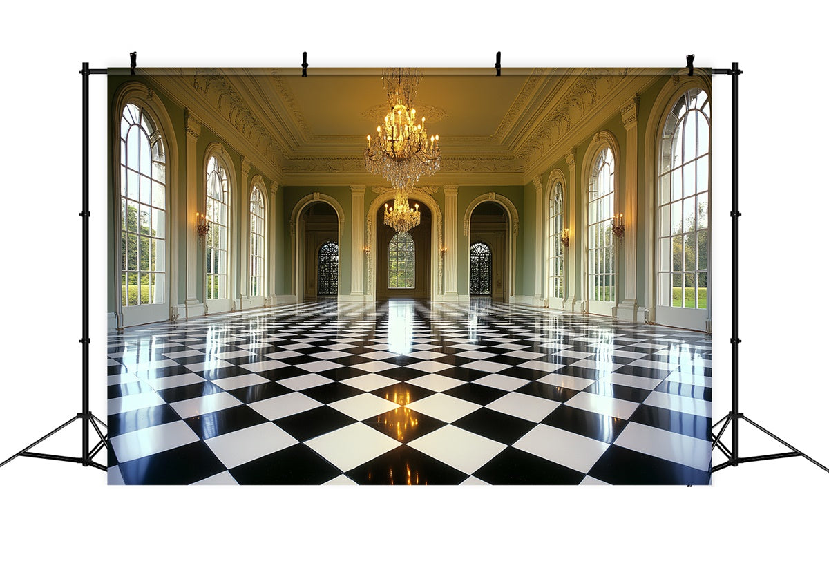 Vintage Fotokulissen Luxuriöser Ballsaal Fenster Hintergrund CSH4-399