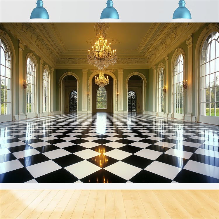 Vintage Fotokulissen Luxuriöser Ballsaal Fenster Hintergrund CSH4-399