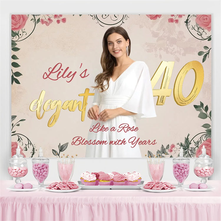 Personalisierte 18th Geburtstag Backdrop Romantic Blumen Rahmen 18th Backdrop CSH4-42