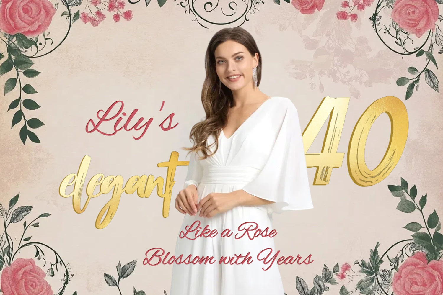 Personalisierte 18th Geburtstag Backdrop Romantic Blumen Rahmen 18th Backdrop CSH4-42