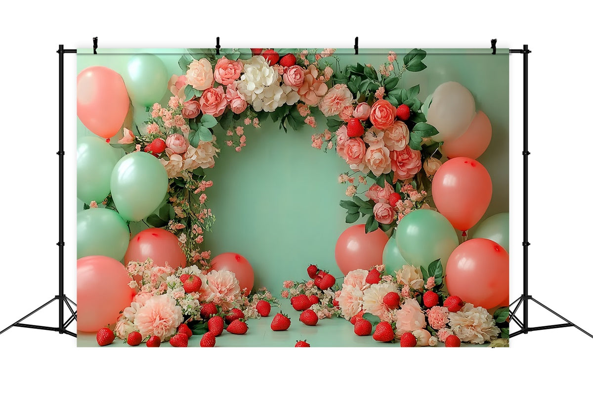 Erdbeere Backdrop Ballon Floral Sommer Backdrop CSH5-127