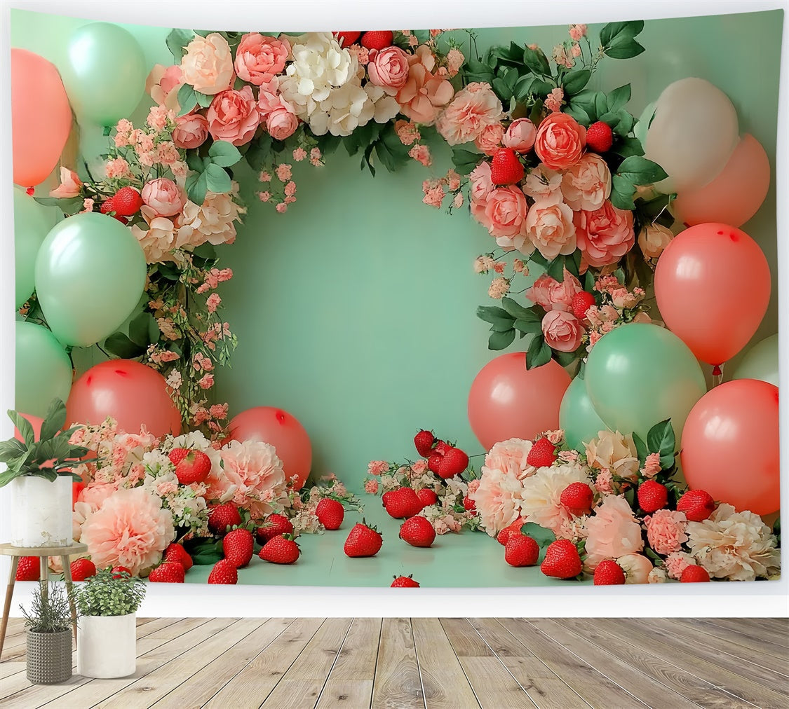 Erdbeere Backdrop Ballon Floral Sommer Backdrop CSH5-127