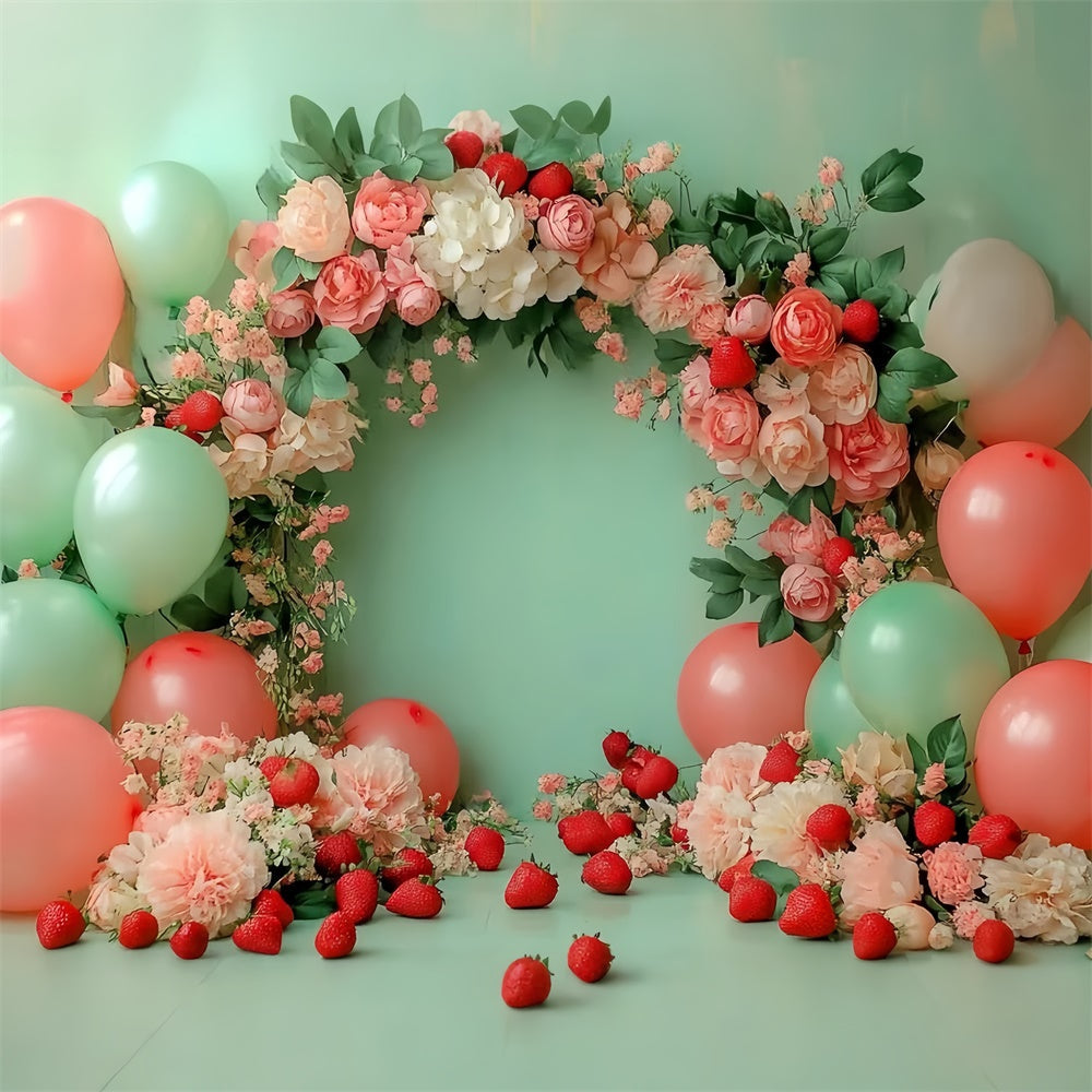 Erdbeere Backdrop Ballon Floral Sommer Backdrop CSH5-127