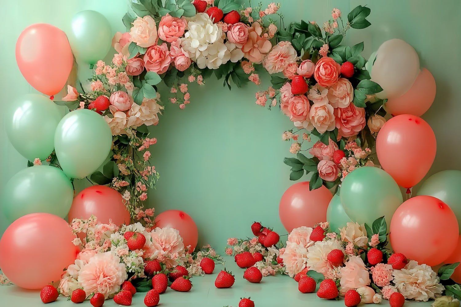Erdbeere Backdrop Ballon Floral Sommer Backdrop CSH5-127