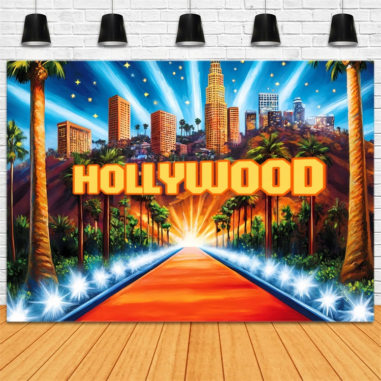 Hollywood-Fotohintergrund Stadtlichter Roter Teppich Hintergrund CSH5-164