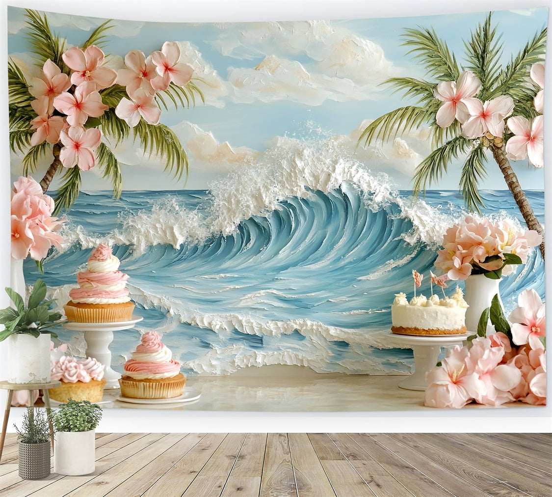 Neugeborenen-Fotoshooting-Hintergrund Palm Blossom Party-Hintergrund CSH5-259