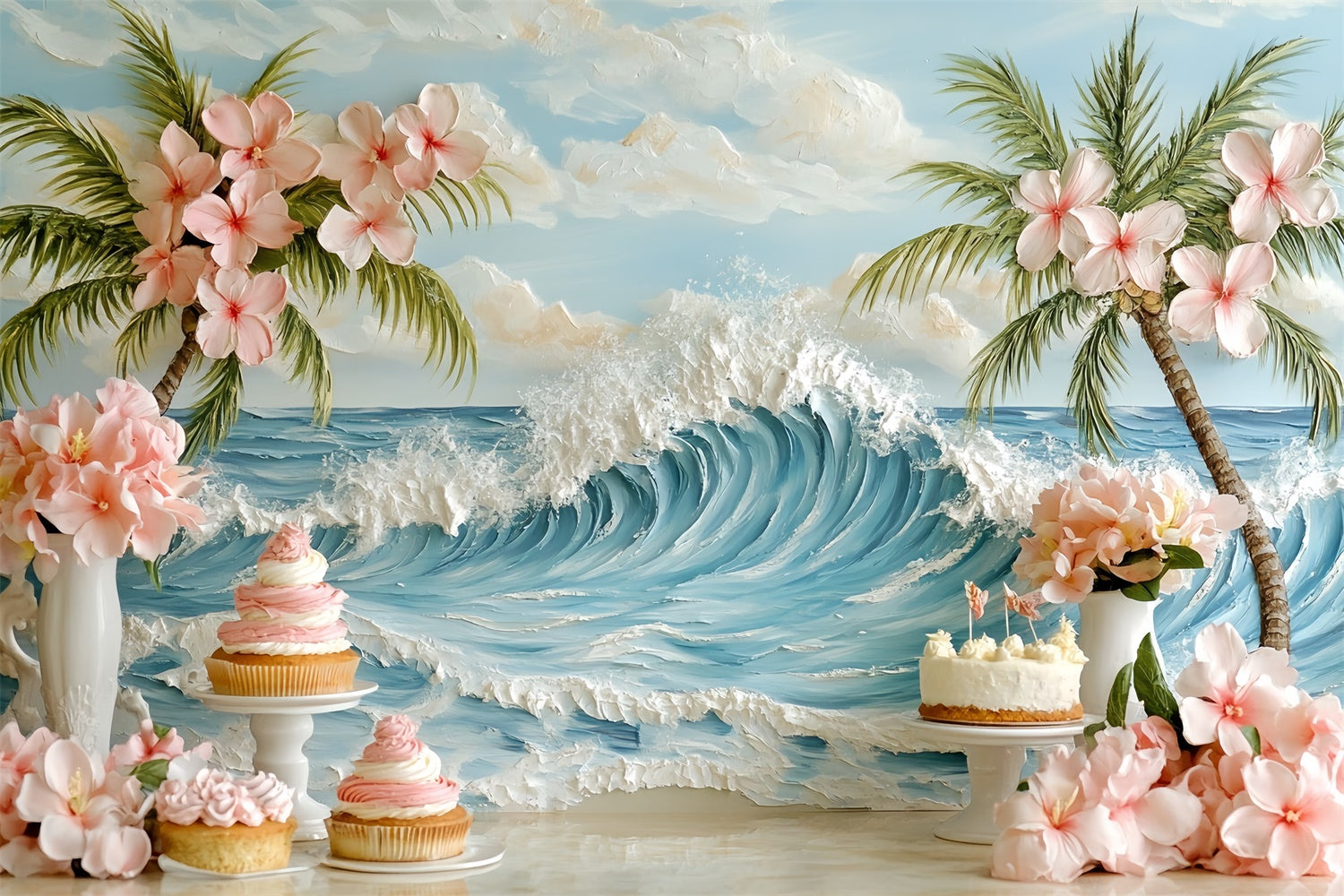 Neugeborenen-Fotoshooting-Hintergrund Palm Blossom Party-Hintergrund CSH5-259