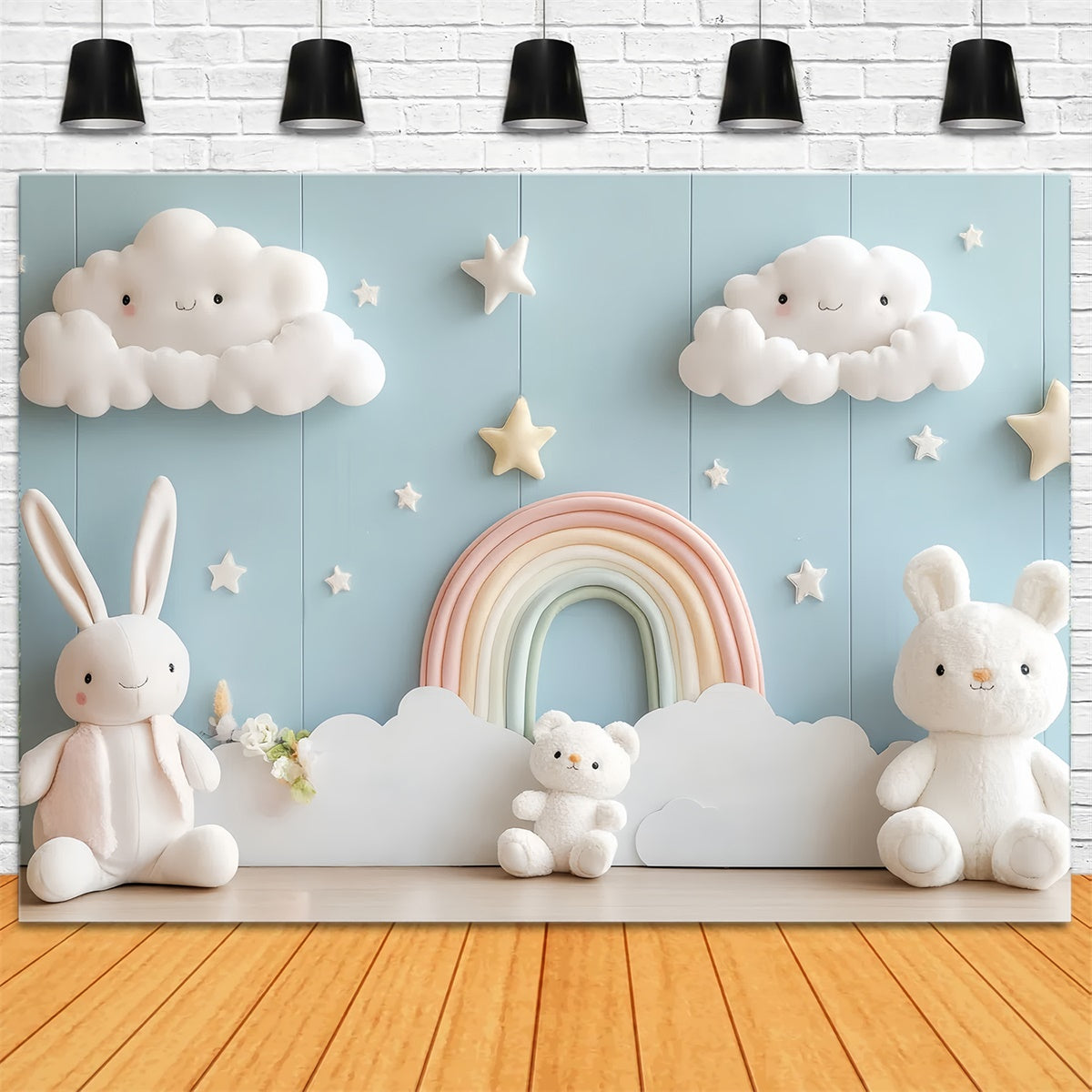 Neugeborenen-Fotografie-Hintergrund Bunny Regenbogen-Wolken-Hintergrund CSH5-278