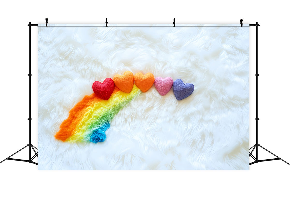 Neugeborene Fotografie Hintergrund Regenbogen Herz flauschig Hintergrund CSH5-283