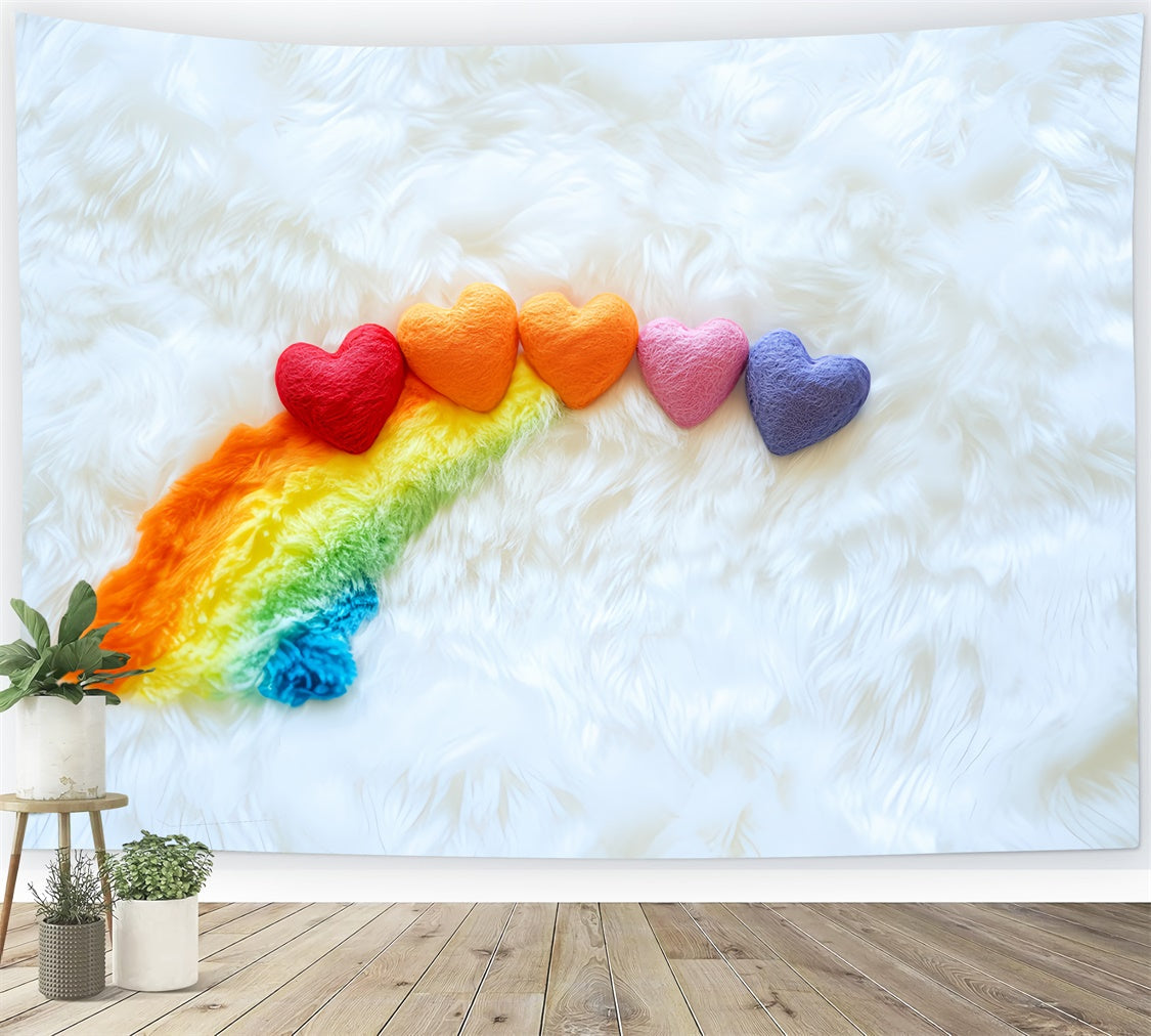 Neugeborene Fotografie Hintergrund Regenbogen Herz flauschig Hintergrund CSH5-283