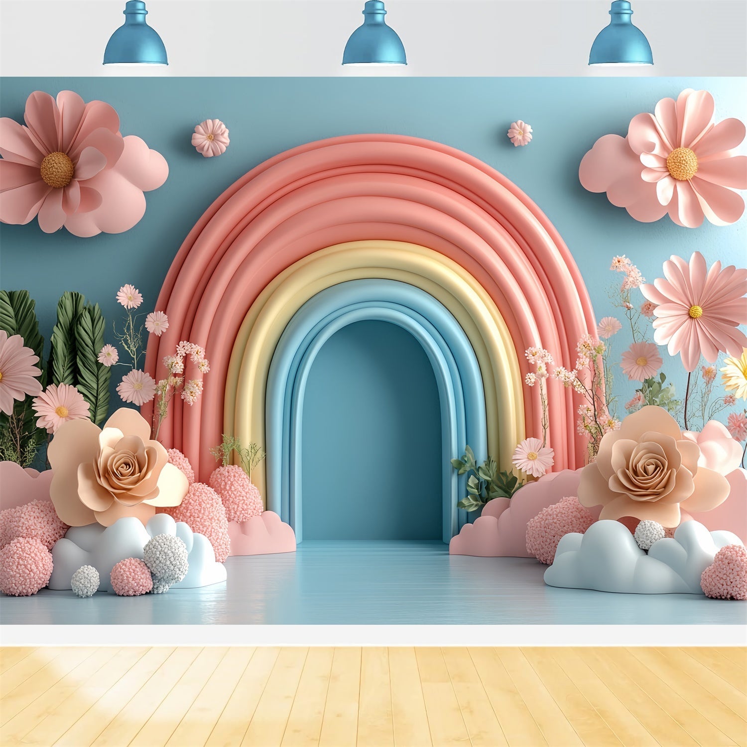 Neugeborene Backdrops Zarter Bogen Floral Pastell Hintergrund CSH5-285