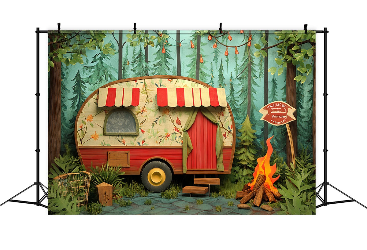Kinder Backdrops Woodland Camper Nights Backdrop CSH5-287