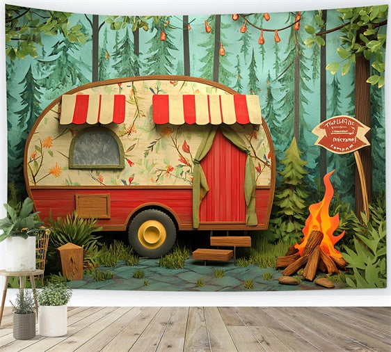 Kinder Backdrops Woodland Camper Nights Backdrop CSH5-287