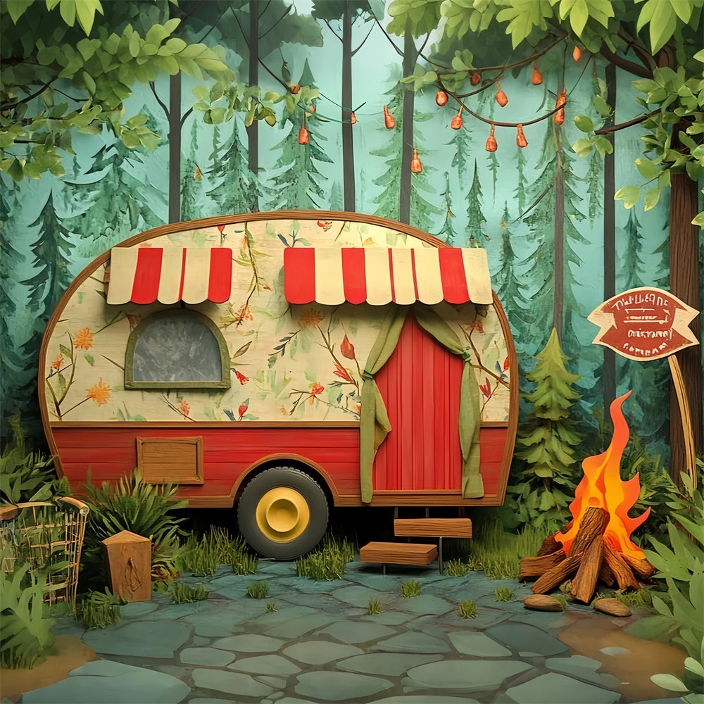 Kinder Backdrops Woodland Camper Nights Backdrop CSH5-287