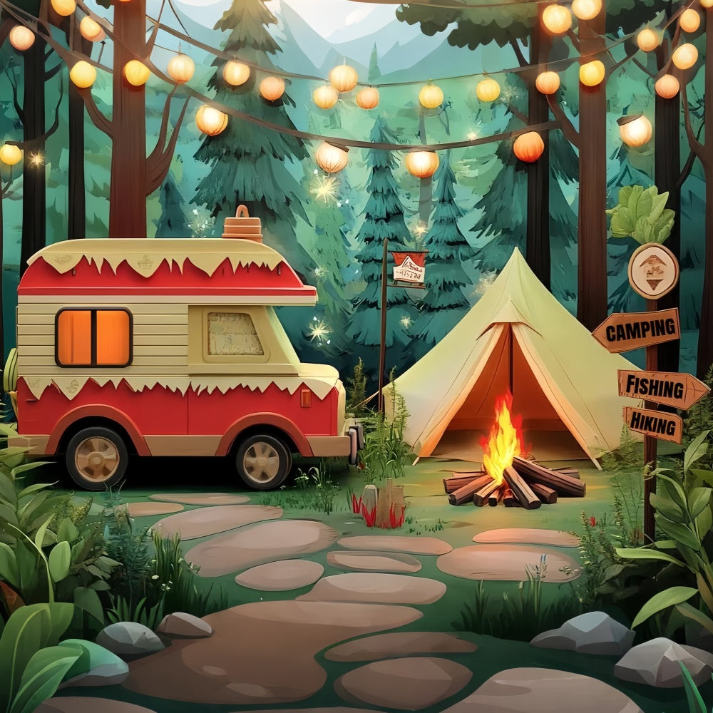 Kinder Backdrops Wald Laterne Gemütliches Zelt Backdrop CSH5-288