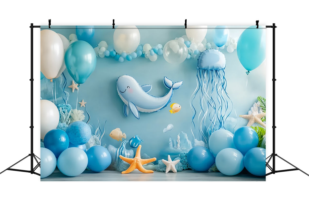 Neugeborene Backdrops Ballon Blau Meer Welt Hintergrund CSH5-292