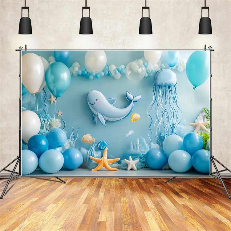 Neugeborene Backdrops Ballon Blau Meer Welt Hintergrund CSH5-292
