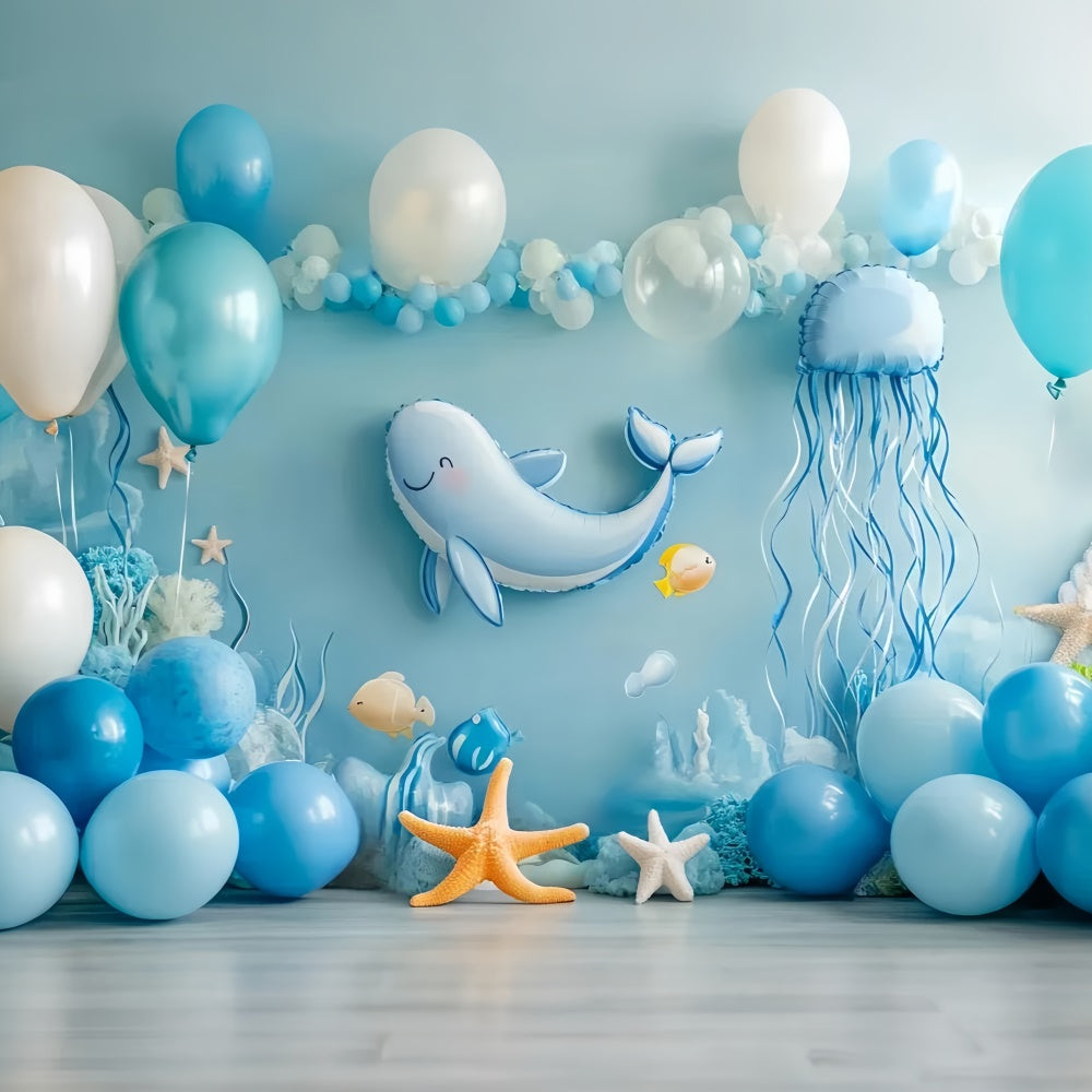 Neugeborene Backdrops Ballon Blau Meer Welt Hintergrund CSH5-292