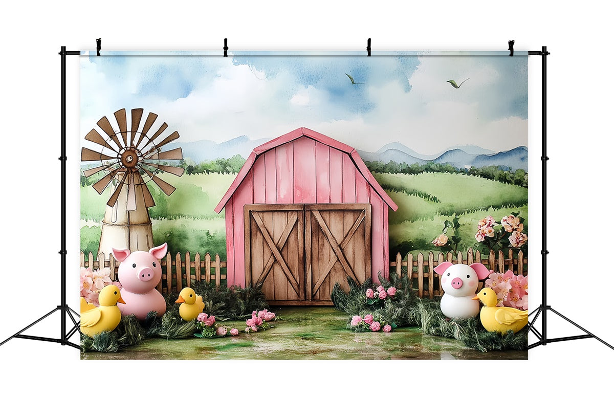Scheune Backdrop Rosa Scheune Land Critters Backdrop CSH5-299