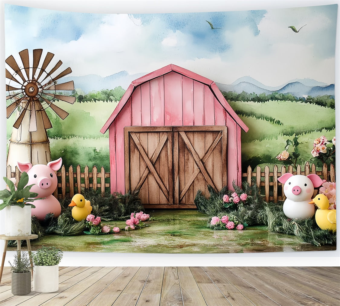 Scheune Backdrop Rosa Scheune Land Critters Backdrop CSH5-299