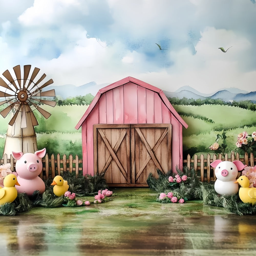 Scheune Backdrop Rosa Scheune Land Critters Backdrop CSH5-299