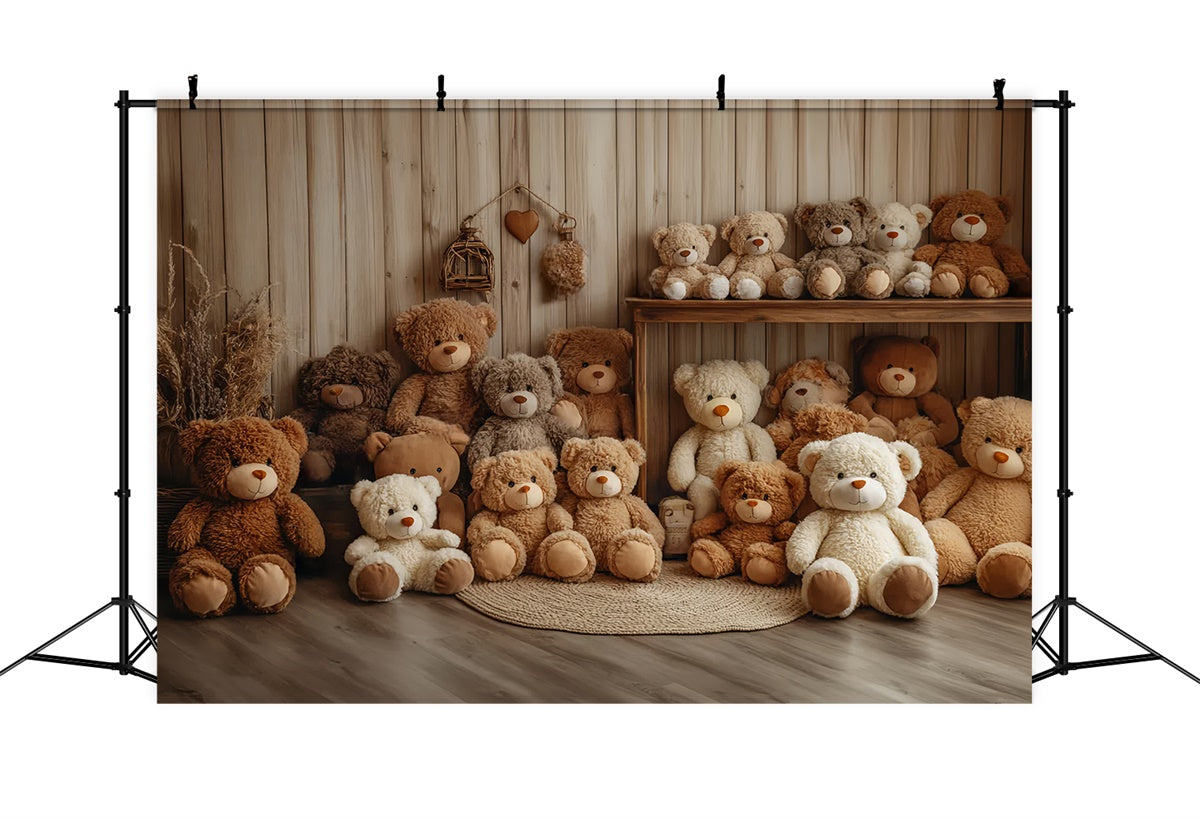 Kinder-Fotohintergrund Niedlicher Teddybär Holzhintergrund CSH5-300