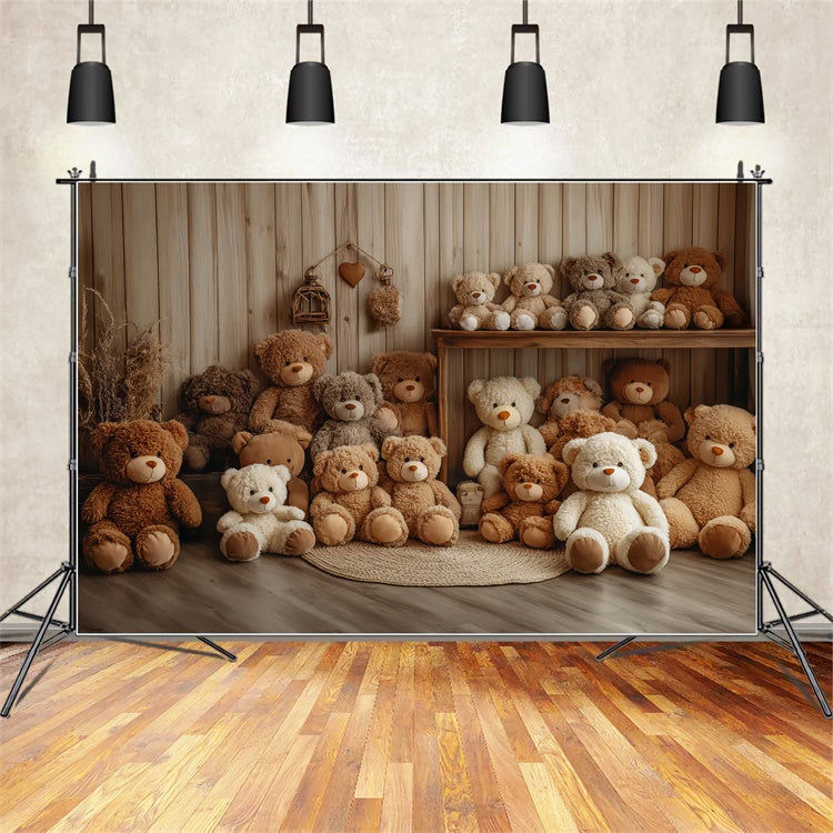 Kinder-Fotohintergrund Niedlicher Teddybär Holzhintergrund CSH5-300