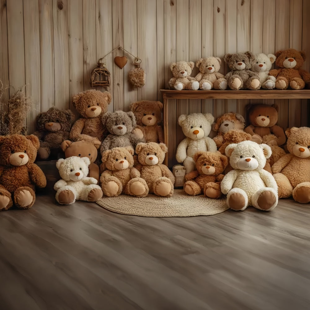Kinder-Fotohintergrund Niedlicher Teddybär Holzhintergrund CSH5-300